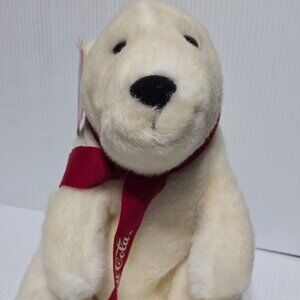 Coca-Cola Polar Bear Plush Hand Puppet Applause Inc Off-White Stuffed Teddy Toy